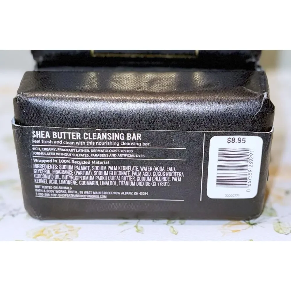 Bath & Body Works 5 oz Men's Noir Shea Butter Cleansing Bar Soap x3